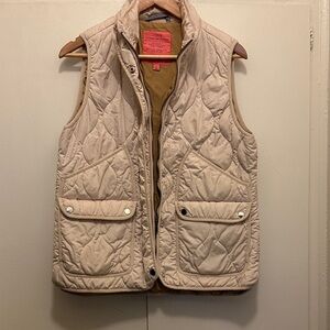 J. Crew Quilted Cream Vest with Pockets